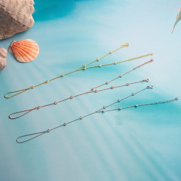 925 Sterling Silver - Personalized 14K Gold Hand Chain,Jewelry,Slave Bracelet - Picture 4 of 4